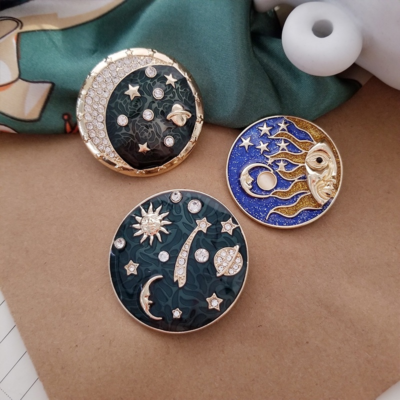 Retro Forest Pearl Sun Enamel Lapel Pins Moon Star Badge Brooches Jewelry for Backpack Girls Women Clothes