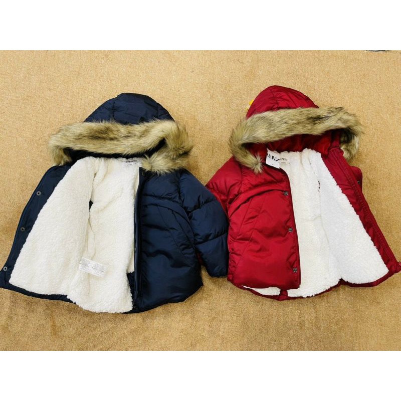 Áo khoác phao Zara lót lông trần bông ấm nức cho bé 1-6y