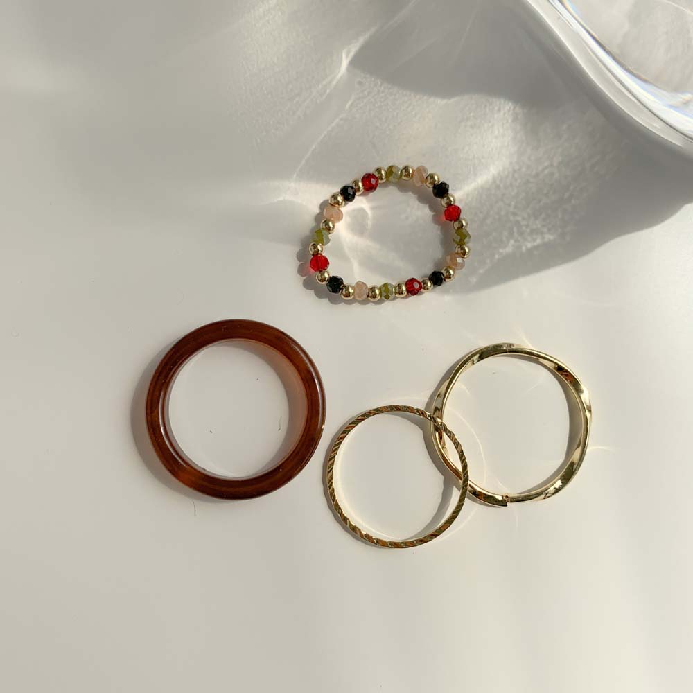 Set 4 Nhẫn Đeo Tay Kim Loại Phong Cách Vintage Cho Nữ