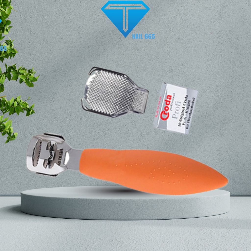 Cây bào nạo gót chân, Dụng cụ chà gót chân và vết chai sần 2in1 bộ mài tẩy da chết kèm10 lưỡi cạo tiện lợi