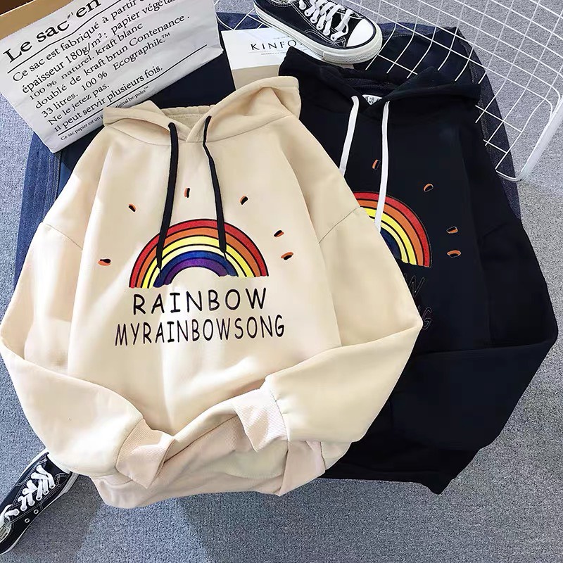 Áo hoodie dải cầu vồng, Áo nỉ Unisex from rộng, Chất nỉ ấm mặc không xù, thiết kế phong cách - MODY