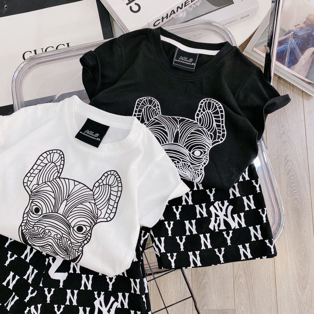 Bộ cộc tay bé trai N Y in hình chú chó chất cotton cao cấp mềm mịn mát cho bé từ 6 - 24kg Moobaby Shop