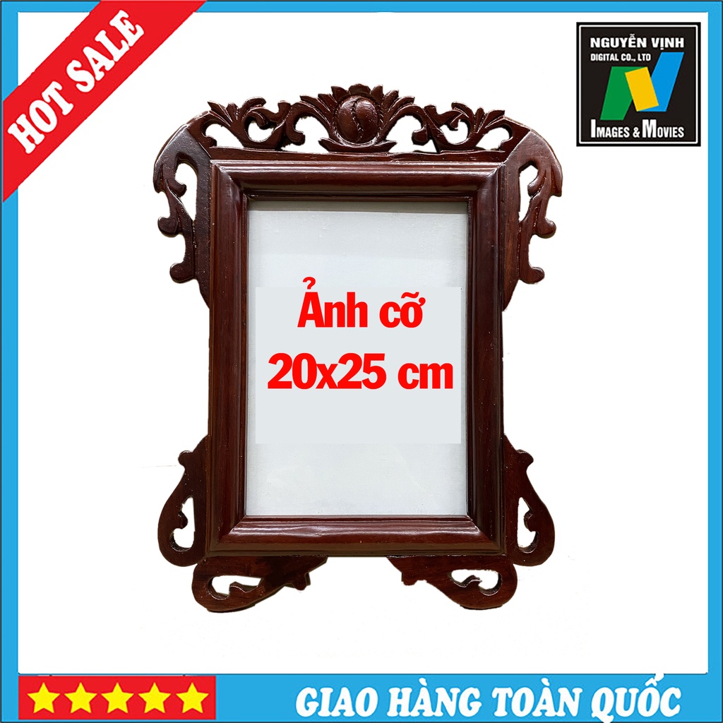Khung Ảnh Thờ Bằng Gỗ Hương Khung Đơn để bàn hoặc Treo Tường Cỡ 20x25cm Họa Tiết Hoa Văn Độc Đáo Tại Nguyễn Vịnh Digital