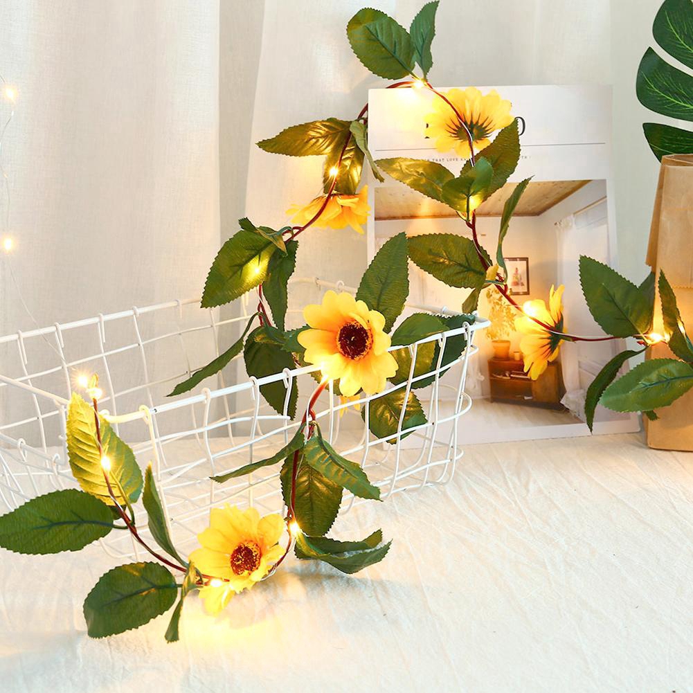 Dây Hoa Hướng Dương Nhân Tạo 12 Bông Trang Trí Tiệc Cưới / Sân Vườn DIY