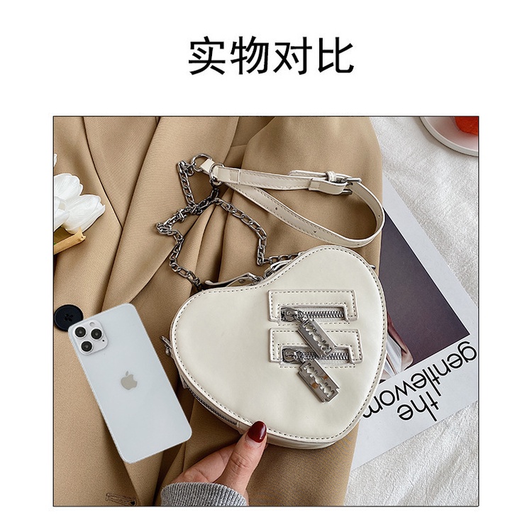 Túi Đeo JASMIN NOIR Chéo Da PU Hình Trái Tim Phối Dây Xích Thời Trang Cho Nữ