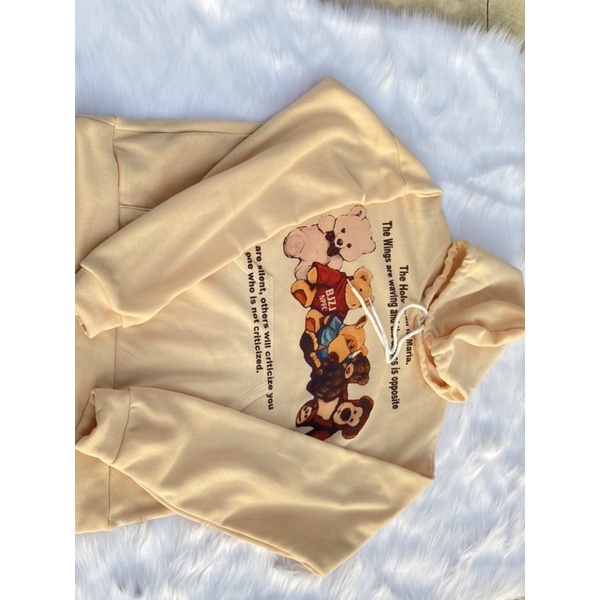 Áo hoodie nỉ bông hình gấu freesize unisex