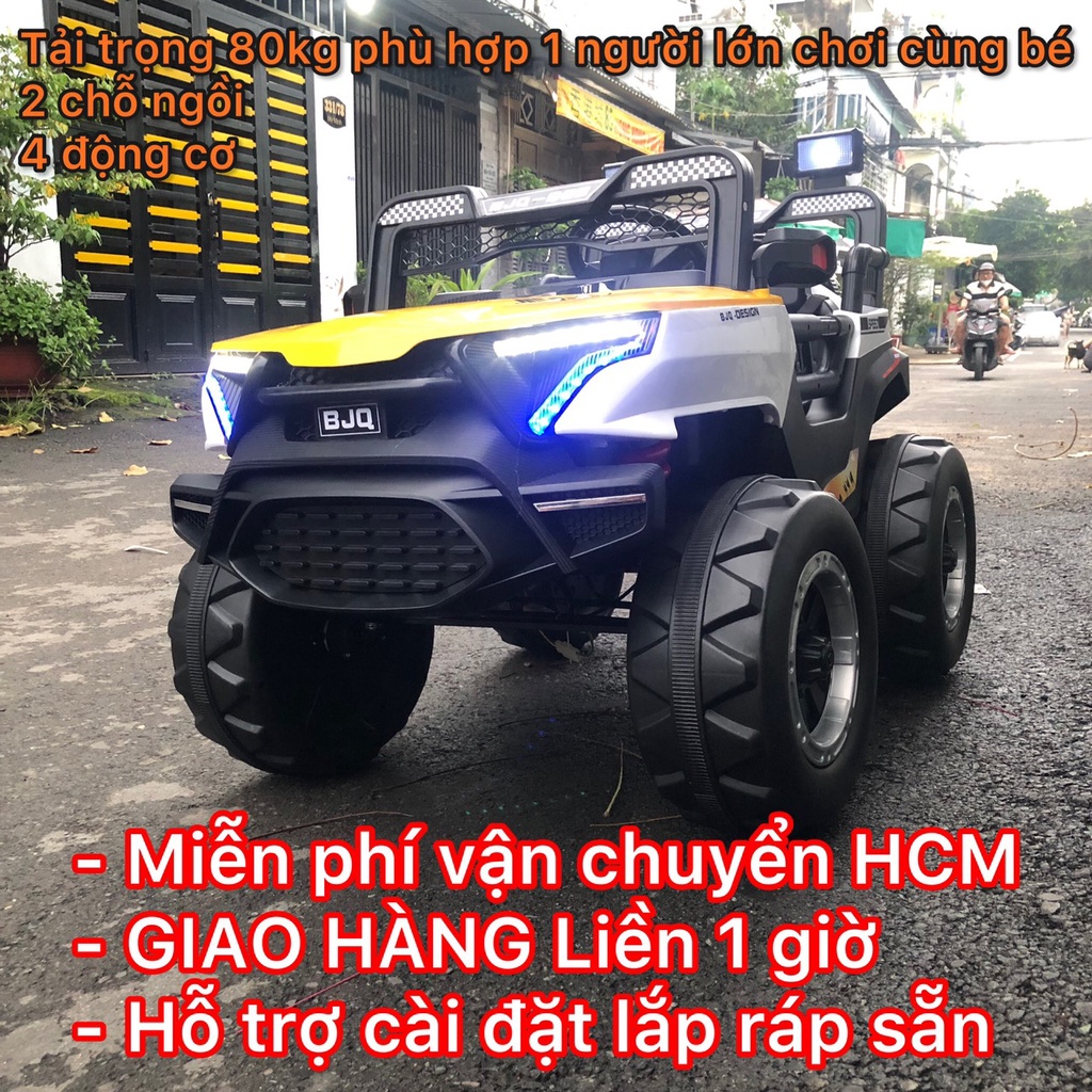 Xe ô tô điện trẻ em khủng, 4 động cơ tải trọng 80kg ba mẹ chơi cùng bé