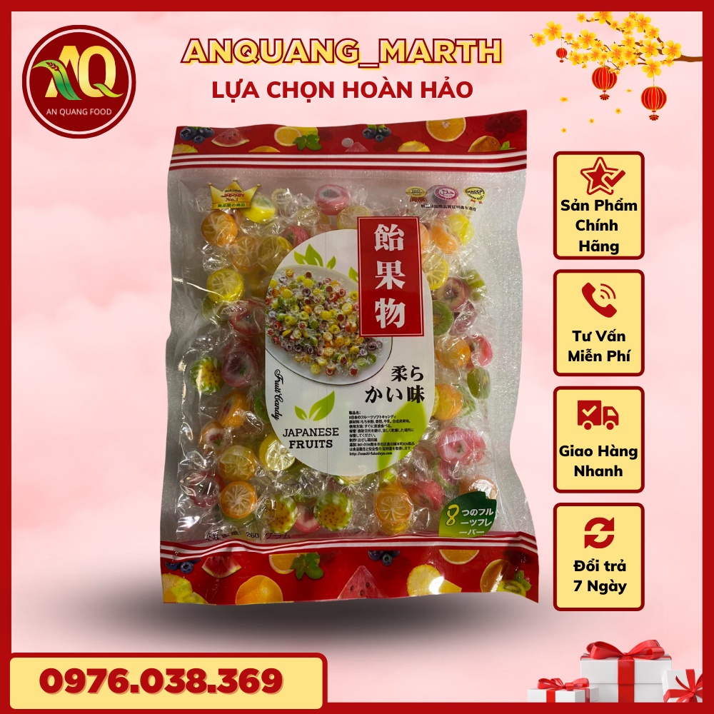 Kẹo trái cây ANQUANG_MARTH, kẹo ngậm 8 vị trái cây Nhật Bản gói 160gr và 260gr- Hàng chất lượng
