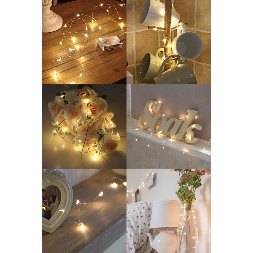 ĐÈN LED DÂY TRANG TRÍ,PIN AA, 3M, 30 BÓNG ĐOM ĐÓM, FAIRY LIGHT, ÁNH SÁNG VÀNG