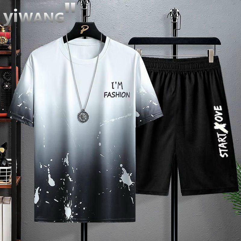 Đồ bộ thể thao nam mặc nhà,Bộ thun lạnh mẫu hè 2022 loang màu hoạ tiết in chữ I'm fashion thời trang hàn