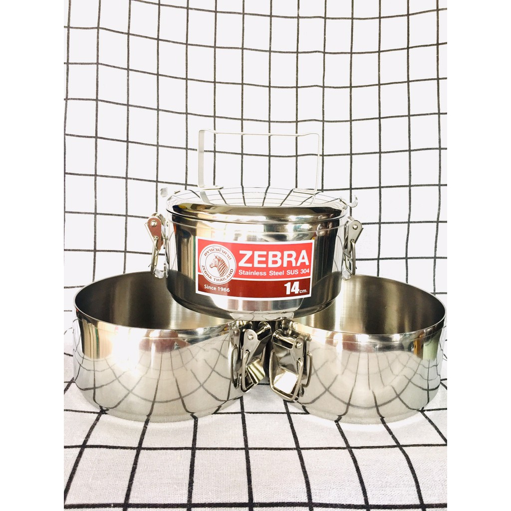Camen inox cao cấp Zebra 3 ngăn 3 khoá cài (14*3k)