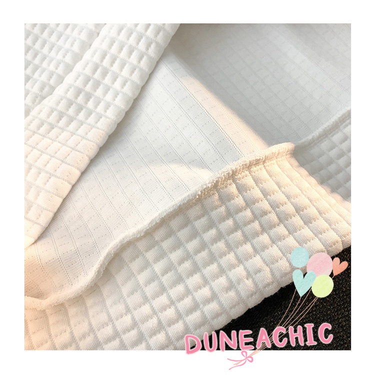 DUNEA Áo Sweater Cổ POLO Màu Xanh Dương Thêu Chữ Waffle Klein Cổ Điển Cho Nữ DUNEA