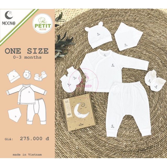 [MOON Thu Đông] Set quà tặng MOON được làm từ vải Petit cho bé sơ sinh 0-3M