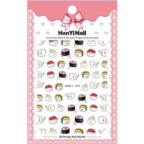 Sticker dán móng tay,hình dán móng tay hoạ tiết hoạt hình viên Sushi dễ thương trang trí móng tay nail