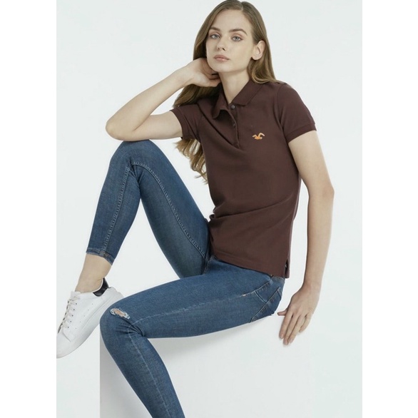 Áo Thun Polo Nữ Cá Sấu Phối Logo Ngực HOLLISTER Hàng Xuất Xịn Chất Cao Cấp Nặng Tay Xẻ Vạt Full Tag