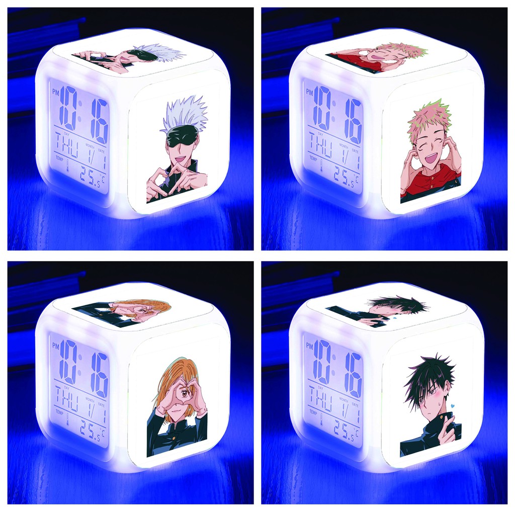 Đồng hồ báo thức để bàn in hình JUJUTSU KAISEN CHÚ THUẬT HỒI CHIẾN LED đổi màu anime chibi M1