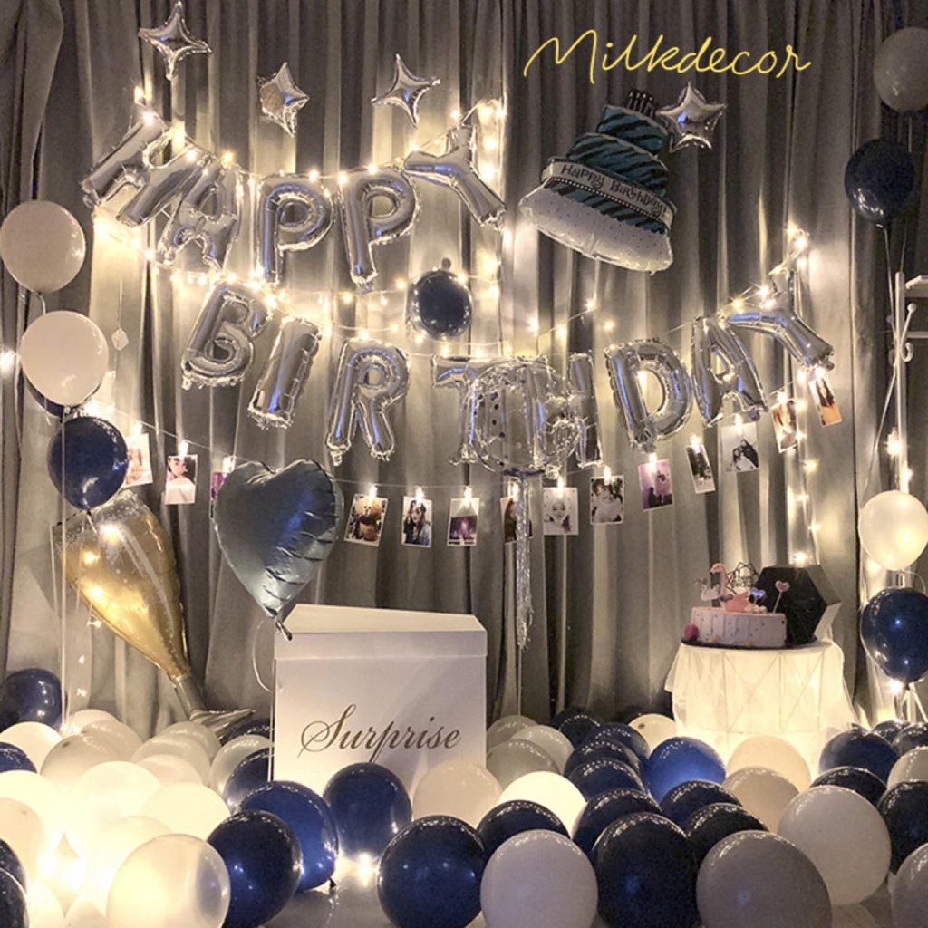 (Tặng Đèn Led Ngôi Sao) Set Bóng Happy Birthday Trang Trí Sinh Nhật Đủ Phụ Kiện MS852