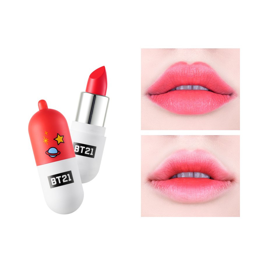 Set Son BT21⚡FREESHIP⚡Bộ Sản Phẩm 3 Thỏi Son mini, 1 Móc Khóa Bt21 Đáng Yêu, VT x BT21 LIPPY STICK KIT