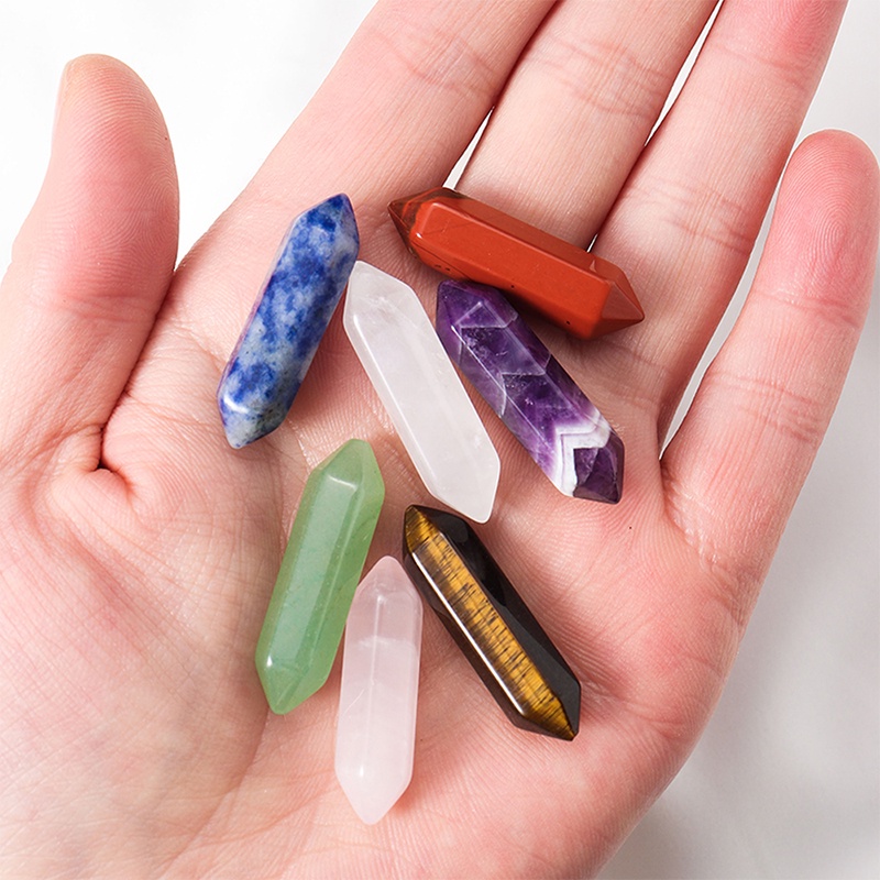 Đá Thạch Anh Lục Giác Hai Điểm Tự Nhiên Hai Đầu Dùng Làm Trang Sức