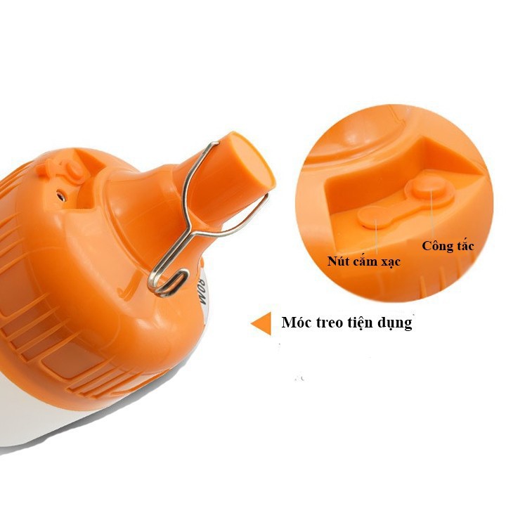 Bóng đèn tích điện 6-8h - loại 100w sạc tích điện có móc treo