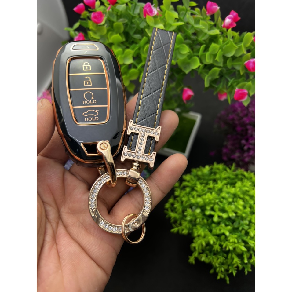 Bao chìa khóa Đen Vàng- Ốp chìa khóa TPU Đen Vàng xe ô tô HYUNDAI Accent 2021