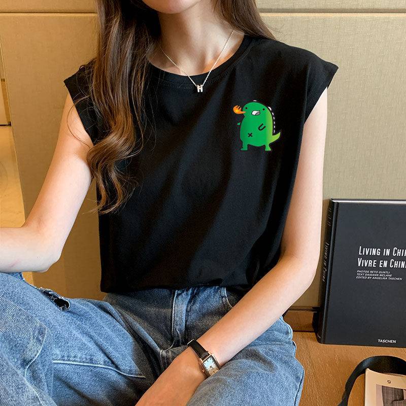 Áo Sát Nách Dáng Rộng Vải Cotton In Hoạt Hình Thời Trang Xuân Hè Cho Nữ