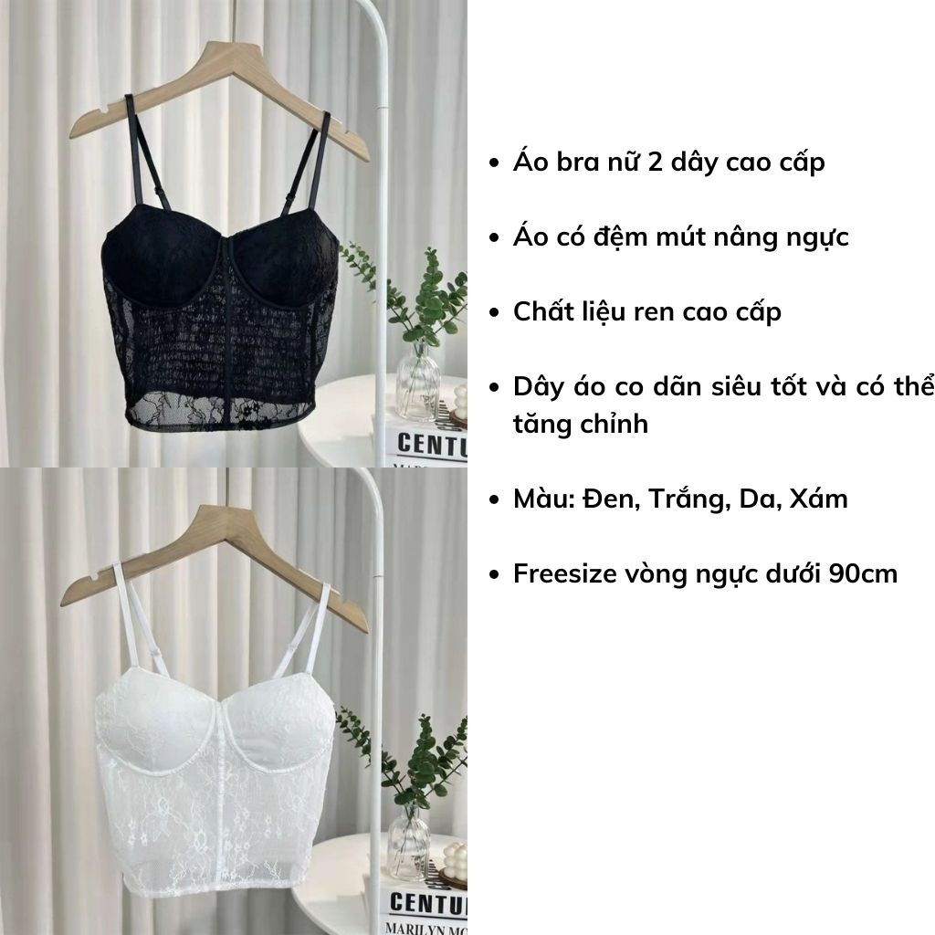 Áo bra nữ ren hoa sexy cao cấp, Áo lót 2 dây phong cách croptop đẹp gợi cảm và dễ thương LANIXA B1874