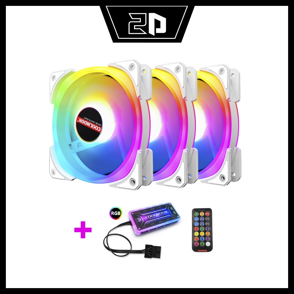 Quạt Coolmon U4 LED Ring và tâm A-RGB (Bộ đầy đủ Hub và Remote)