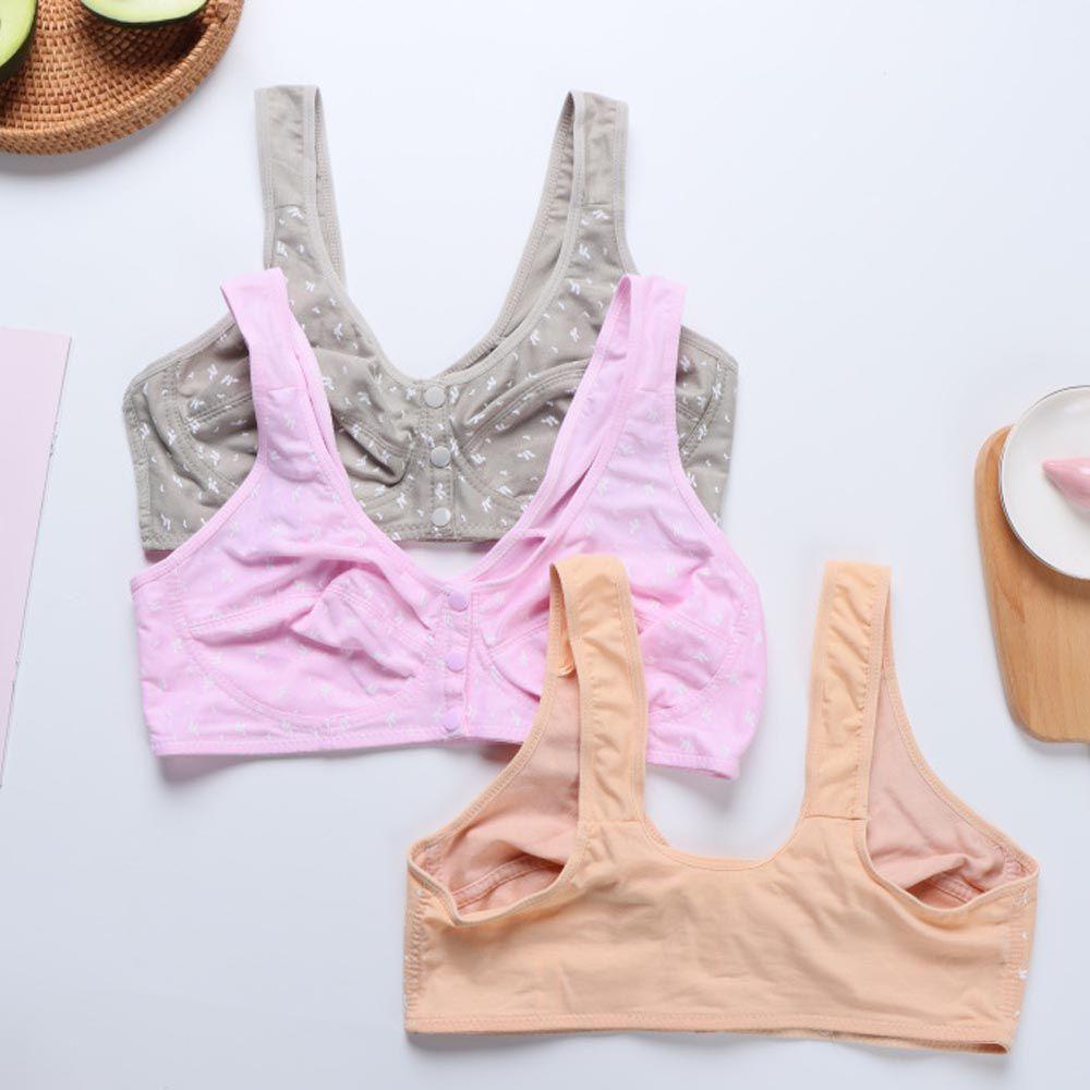 OCEANMAP Áo Ngực Cotton Mềm Mại Cài Nút Phía Trước Dáng Chữ T Không Gọng Cài Khóa Trước