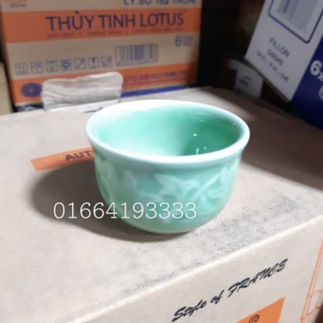 FREESHIP50K Chén sứ Bát Tràng màu xanh ngọc ( hàng đẹp ) 40ml