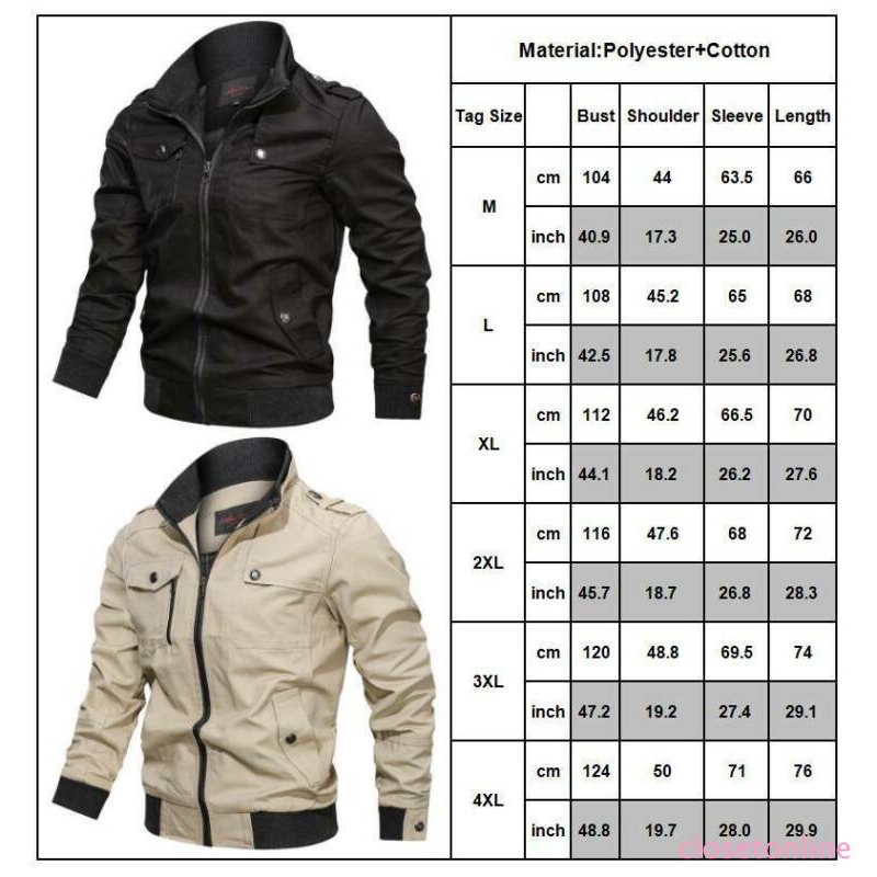 CL❀❀ Men Tactical Military Army Jacket Zip Winter Cargo Standing Collar | BigBuy360 - bigbuy360.vn