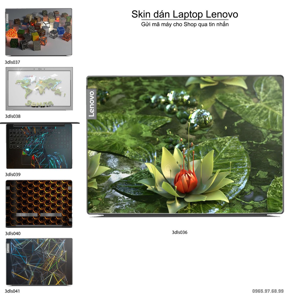 Skin dán Laptop Lenovo in hình 3D Green (inbox mã máy cho Shop)