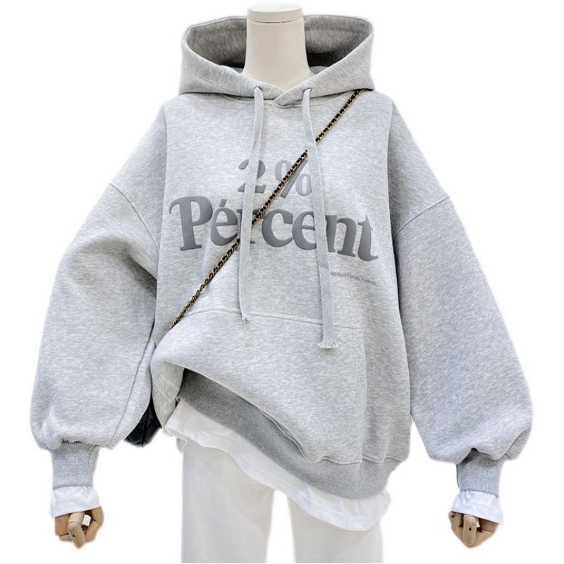 Áo Hoodie Giả Hai Lớp Dáng Rộng In Chữ Thời Trang Xuân Thu Phong Cách Mới Cho Nữ