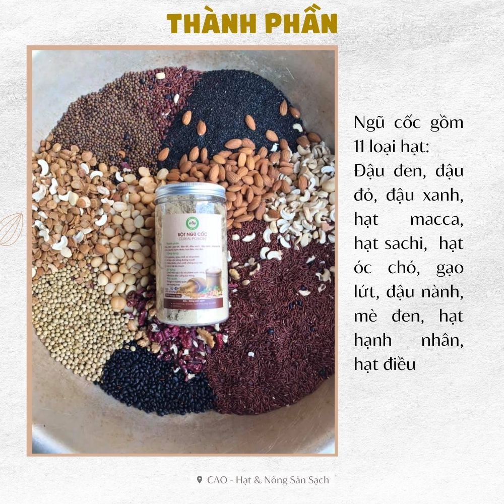 Bột ngũ cốc dinh dưỡng CAO Food từ 11 loại hạt dinh dưỡng Đaklak nhà làm thơm ngon, phù hợp cho mọi người