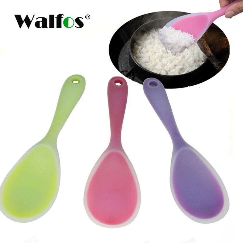 Muỗng ăn cơm Walfos silicone chống dính dụng cụ nhà bếp 3 màu có sẵn