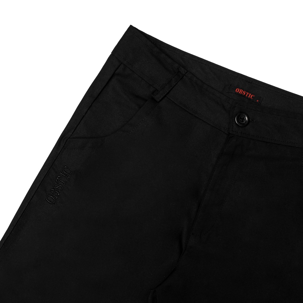 Quần ống loe kaki đen trơn "OBSTIC LOVE" - flare pants thêu logo
