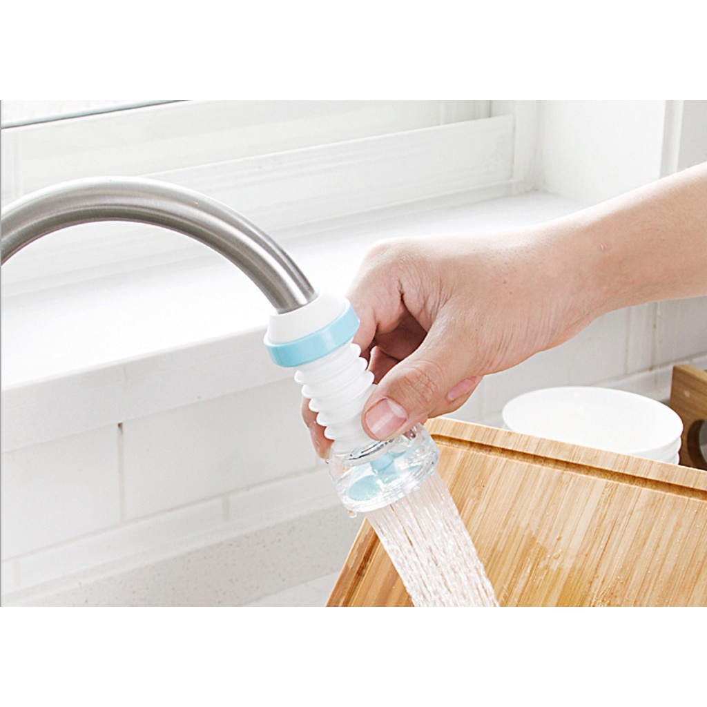 ]Đầu vòi xịt nước tăng áp cho vòi bồn rửa chén - Loại có nẹp inox - Xoay Tròn Được