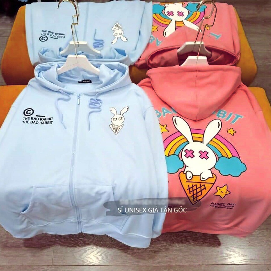 [Kèm Quà] ÁO HOODIE - ÁO KHOÁC NỈ NGOẠI Dây Kéo - Thỏ Cầu Vồng (HD1670 - Bad Rabbit - Kèm ) - AK.STORE | BigBuy360 - bigbuy360.vn