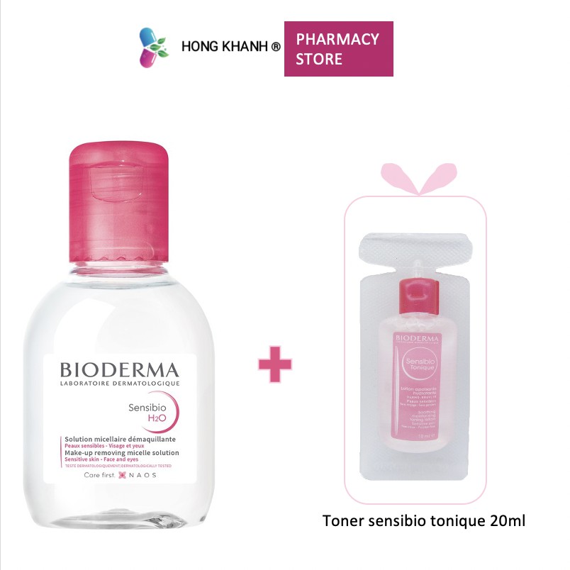 Dung dịch làm sạch và tẩy trang công nghệ Micellar Bioderma Sensibio H2O chai 100ml - Hàng theo combo không tách bán lẻ