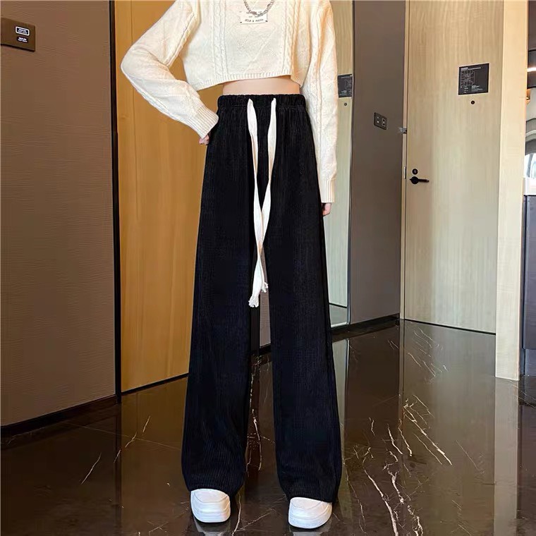 Quần Ống Rộng Nam Nữ Dây Rút Cạp Cao Phong Cách ULZZANG - Kiểu Dáng Unisex Cá Tính | BigBuy360 - bigbuy360.vn