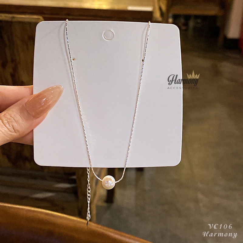 Dây chuyền vòng cổ nữ bạc 925 ngọc trai nhân tạo basic | HARMONY ACCESSORIES VC106