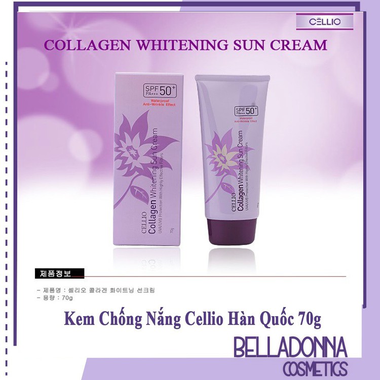 Kem chống nắng chiết xuất Collagen Cellio Collagen Whitening Sun Cream SPF50 PA+++