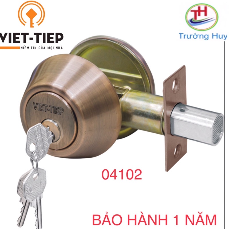 Khoá tay nắm tròn và 1 đầu vặn Việt Tiệp 04102, 04103 - Bảo hành 2 năm