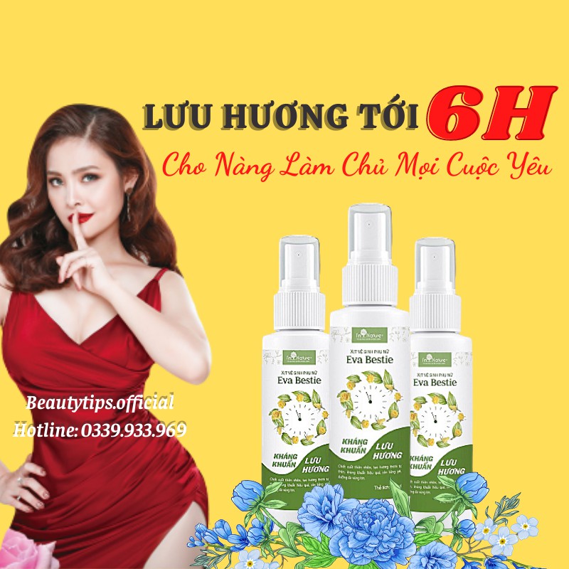 Xịt Khử Mùi Vùng Kín Eva Bestie - Kháng Khuẩn Lưu Hương Quyến Rũ I'm Nature 100ml