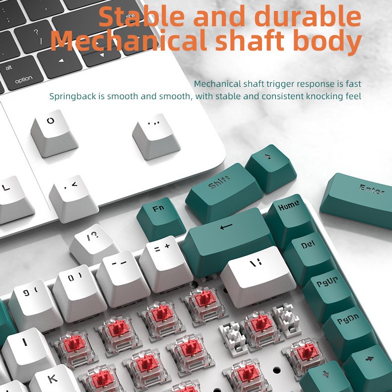 Bàn Phím Cơ Nhỏ Gọn Wolf T8 RGB Layout 68 Phím Keycap ABS Mix 2 Màu Cực Đẹp Có Dây Laptop PC Window Mac