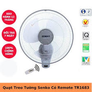 Quạt treo tường có remote điều khiển từ xa Senko TR1683 - Hàng chính hãng (Giao màu ngẫu nhiên)