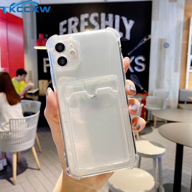 Ốp Điện Thoại TPU Dẻo Trong Suốt Có Ngăn Đựng Thẻ Chống Sốc Cho For Vivo Y21 Y21e Y21T Y21S Y33S Y32