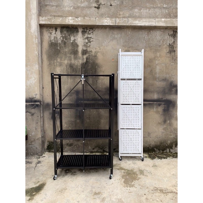 Kệ sắt 3 tầng xếp gọn có bánh xe
