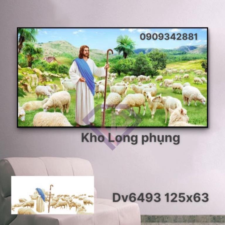 Tranh thêu Chữ thập Chúa chăn cừu Dream valley mẫu mới Dv6493 (125x63 cm)chưa thêu