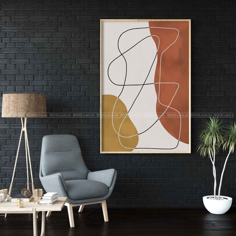 Tranh BOHO trừu tượng treo tường kích thước 50*70cm, tặng kèm đinh 3 chân treo tranh, bảo hành 12 tháng